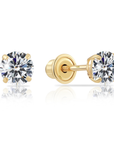 14K Yellow Gold Classic Solitaire Screwback Stud Earrings