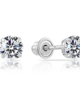 14k White Gold Classic Solitaire Stud Earrings, Screwback, 