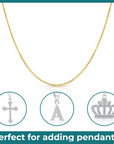 14k Gold Diamond Cut Cable Chain, Available in 14k Yellow Or White Gold, Pendant Chain Necklace