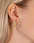 14K Yellow Gold Plain Flat Hoop Earrings