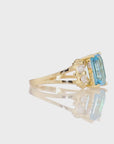 Natural Swiss Blue Topaz Gemstone Ring, 14k Gold Ring with Natural Diamonds