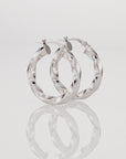 925 Sterling Silver Shiny Twisted Hoop Earrings