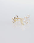 14k Yellow Gold Square Zirconia Stud Earrings with Butterfly Pushbacks, Unisex