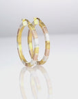 Sterling Silver Tricolor Three-Tone Hoop Earrings, 35mm