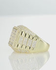 Solid 925 Sterling Silver Princess-Cut Pave Square Signet Statement Pinky Wedding Band Ring