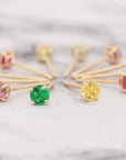 14K Yellow Gold Birthstone Stud Earrings, Screw-back, 3mm