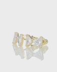 14k Solid Yellow Gold Triangle CZ Ribbon Bow Studs, With Screw on Screwbacks