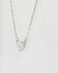 Sterling Silver Simulated Diamond Heart Pendant Necklace, Adjustable 16in-18in