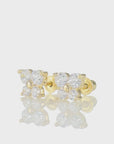 14K Solid Gold Butterfly CZ Stud Earrings, With Secure Screw-Backs