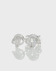 Solid 14k Gold Brilliant CZ Love Knot Twist Studs, 7mm, With Pushbacks