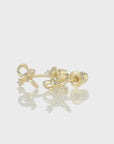 14k Solid Yellow Gold Ribbon Bow Studs, With Screw on Screwbacks