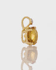 14k Yellow Gold Orange Citrine Gemstone and Diamond Pendant