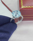 Sterling Silver Sky Blue Topaz Ring, Five Carat Natural Gemstone, 925 Twist Rope Design, "Ms. Luscious"