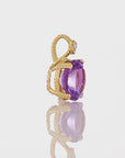 14k Yellow Gold Purple Amethyst Gemstone and Diamond Pendant