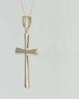 14K Gold Classic Cross Pendant, With 18" Cable Chain Necklace