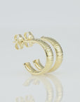 Solid 10K Yellow Gold Diamond-Cut Hoop Earrings, Italian Style Design With Secure Pushbacks, 13mm (0.5in)