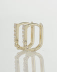 14K Gold Lab Diamond Oval Huggie Hoop Earrings, 0.10ctw