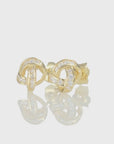 Solid 14k Gold Brilliant CZ Love Knot Twist Studs, 7mm, With Pushbacks