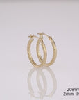 14K Yellow Gold Square Twist Hoop Earrings