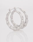 925 Sterling Silver Bamboo Texture Hoop Earrings