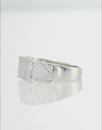 Solid 925 Sterling Silver Pave Square Signet Statement Pinky Wedding Band Ring