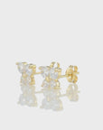 14K Solid Gold Butterfly CZ Stud Earrings, With Secure Push-Backs