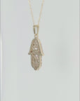 14K Two-Tone Gold Hamsa Pendant, With 18" Cable Chain Necklace