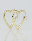 Solid 10K Yellow Gold Diamond-Cut Heart Hoop Earrings, Italian Style Design Hoops