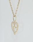 14K Lab Diamond Open Heart Pendant Necklace, 0.17ctw