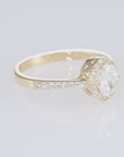 14K Yellow Gold Oval Halo 1 Carat Engagement Ring With Side Stones