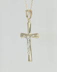 14K Two-Tone Gold Cross Jesus Crucifix Pendant, With 18" Cable Chain Necklace