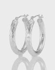 10K White Gold Diamond-Cut Hoop Earrings, 13mm (0.5 in)