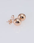 14k Rose Gold Ball Stud Earrings with Butterfly Pushbacks