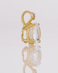 14k Yellow Gold Quartz Gemstone and Diamond Pendant