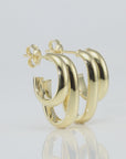 Solid 10K Yellow Gold Double Hoop Earrings, Italian Style Design With Secure Pushbacks