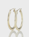 14K Yellow Gold Plain Flat Hoop Earrings