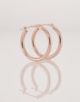 10K Rose Gold Classic Round Hoop Earrings, All Sizes Available