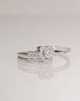 CZ Heart Engagement Ring Set, Three Tier in Sterling Silver