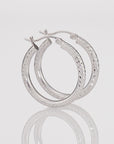 925 Sterling Silver Full Diamond-Cut Hoop Earrings