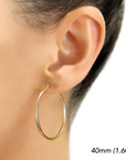 10K Yellow Gold Classic Round Hoop Earrings, 2mm Thin, All Sizes Available