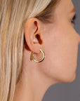 14K Yellow Gold Plain Flat Hoop Earrings