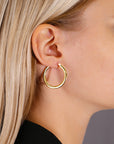 14K Yellow Gold Plain Flat Hoop Earrings