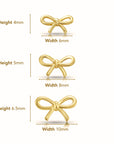 14k Solid Yellow Gold Ribbon Bow Stud Earrings, With Secure Screw-Backs