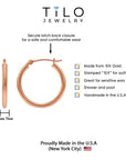 10K Rose Gold Classic Round Hoop Earrings, All Sizes Available