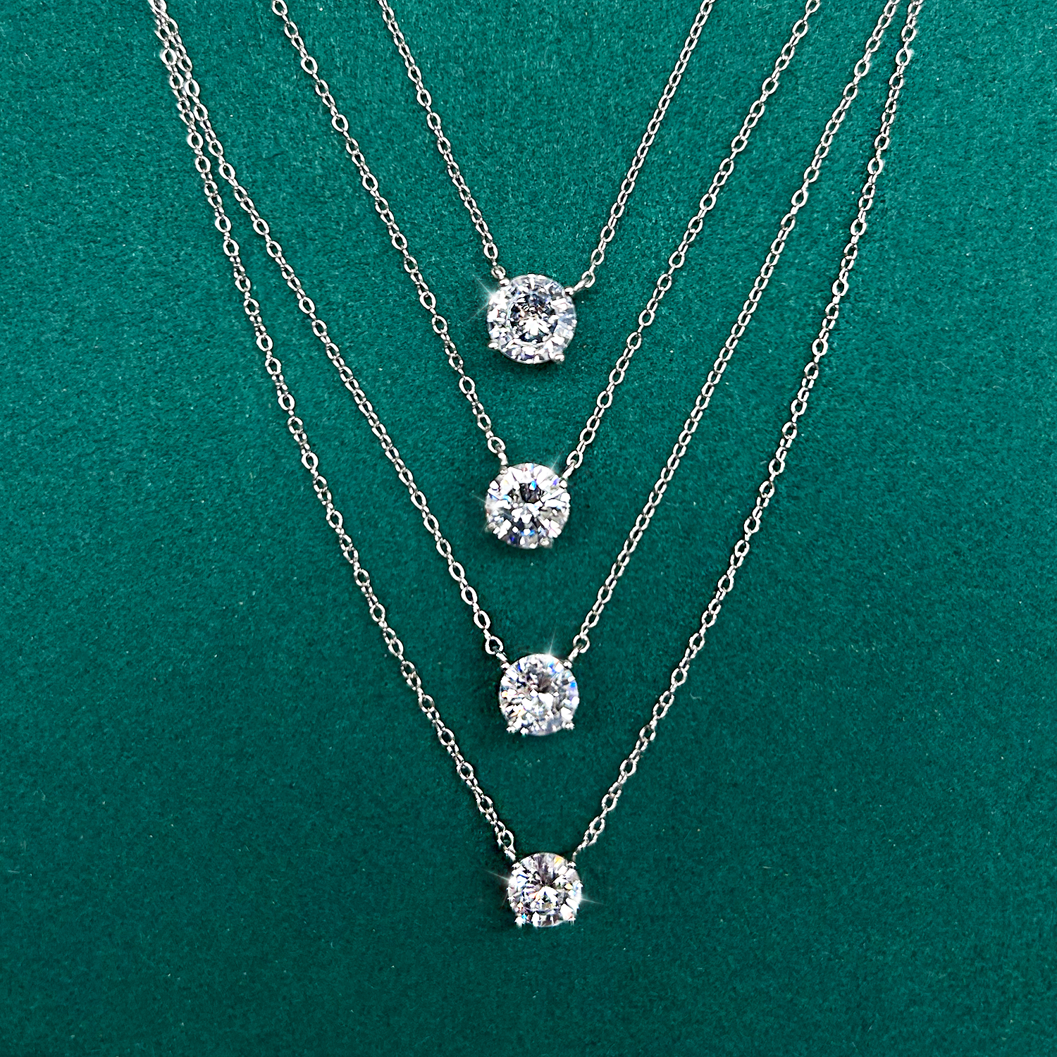 CZ Round Solitaire Necklace in Sterling Silver