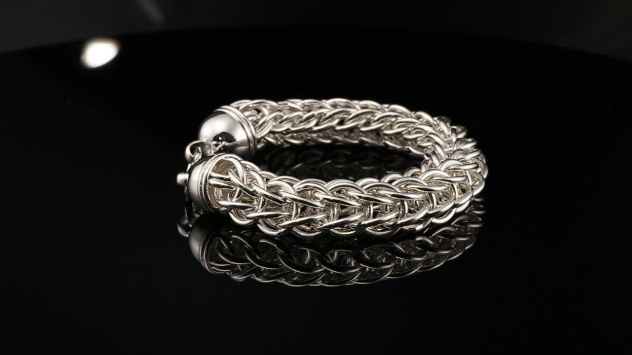 Sterling Silver Byzantine Thick Chain Bracelet with S-Hook Clasp