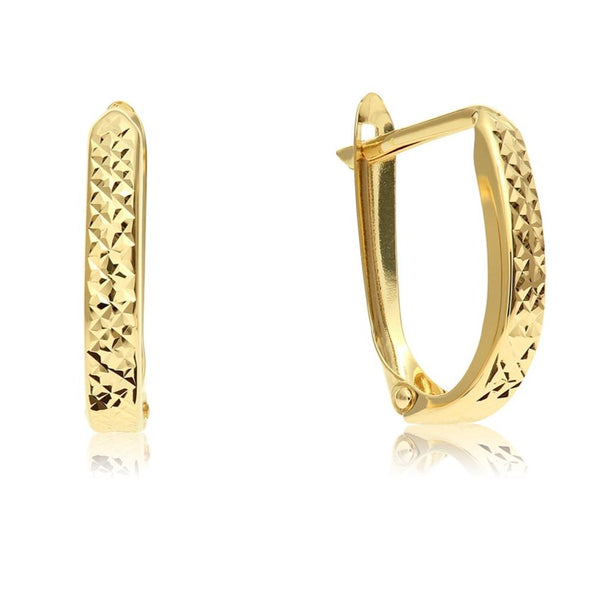 14KT Yellow Gold Squared Oval Huggie Hoop Earrings – LSJ