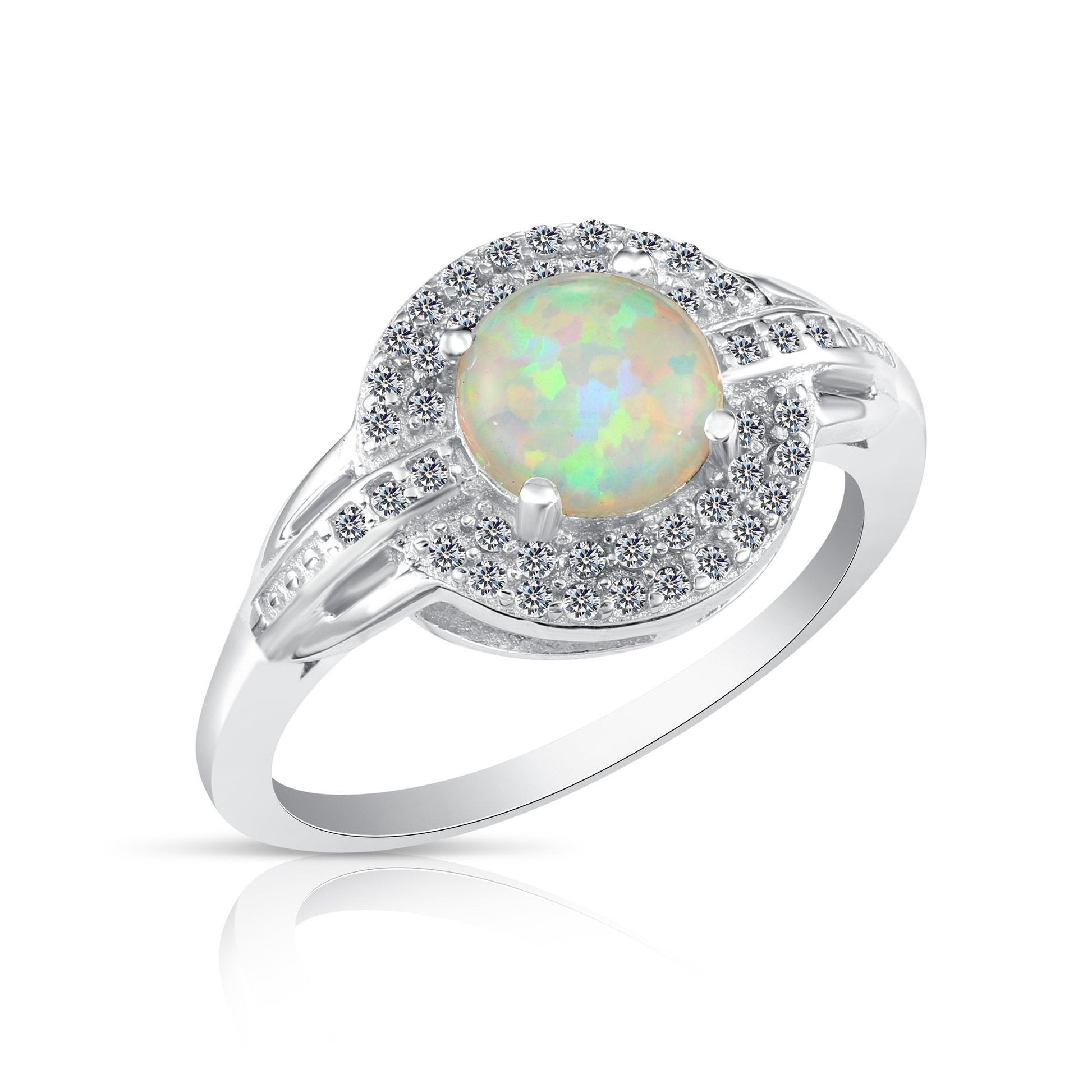 Sterling Silver Double Halo Opal Ring – Tilo Jewelry®