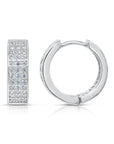 CZ Three Row Huggie Hoop Earrings in Sterling Silver