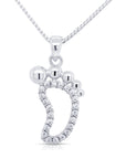 CZ Baby Foot, New Mom Charm Necklace in Sterling Silver